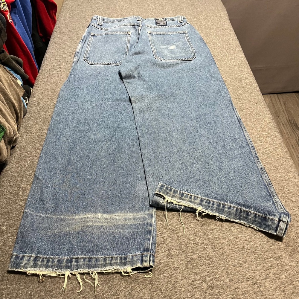 Vintage Results Wide Leg Baggy Skater Jeans 34x33 Blue Denim 12 Inch Opening